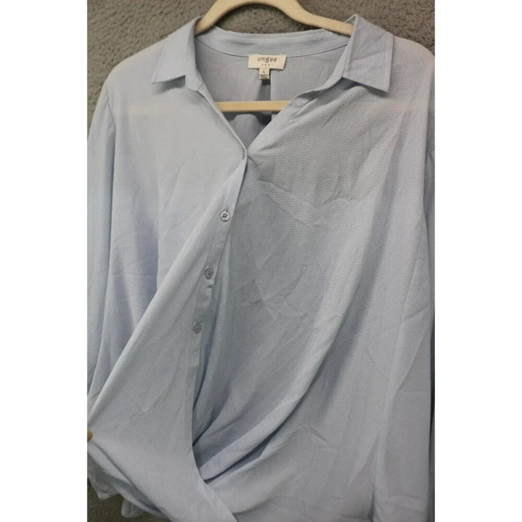 Umgee Light Blue Huge Dolan Balloon Sleeves Top-Size Large-Boho-Cottagecore - Picture 5 of 10